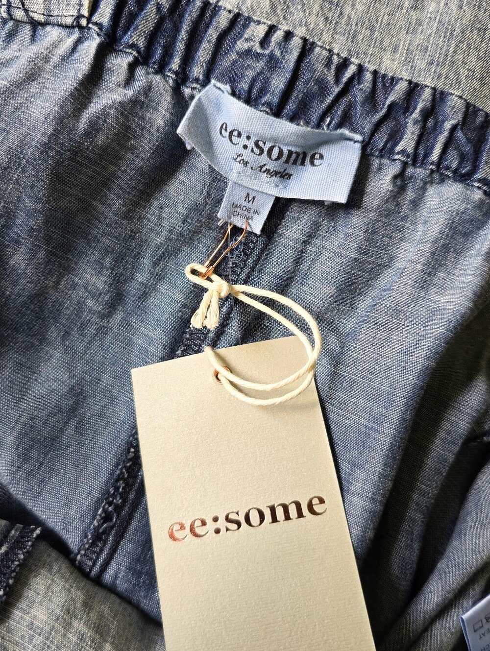 Ee:some × Three Bird Nest Harley Washed Denim Jumpsuit Nwt - Picture 10 of 10